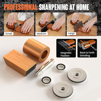 Rolling Knife Sharpener - Faster Sharp Edge with 2 Diamond Stone Discs 1000 & 400 Grit for Steel - 15° & 20° Magnetic Angles Support - Knife Sharpening Made Easy - Kitchen Gadgets & Gifts