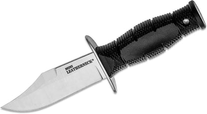 Cold Steel Mini Leatherneck Double Edge Spear Point Compact Lightweight 3.5" 8CR13MOV Steel Fixed Blade Outdoor Hunting Utility Knife, 3.25" Textured Ergonomic Kray-Ex Handle, Secure-Ex Sheath