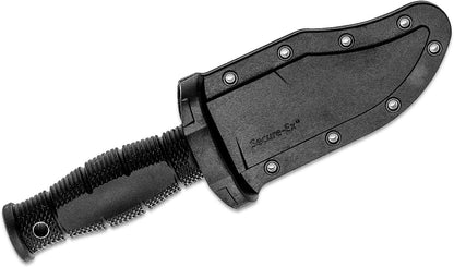 Cold Steel Mini Leatherneck Double Edge Spear Point Compact Lightweight 3.5" 8CR13MOV Steel Fixed Blade Outdoor Hunting Utility Knife, 3.25" Textured Ergonomic Kray-Ex Handle, Secure-Ex Sheath