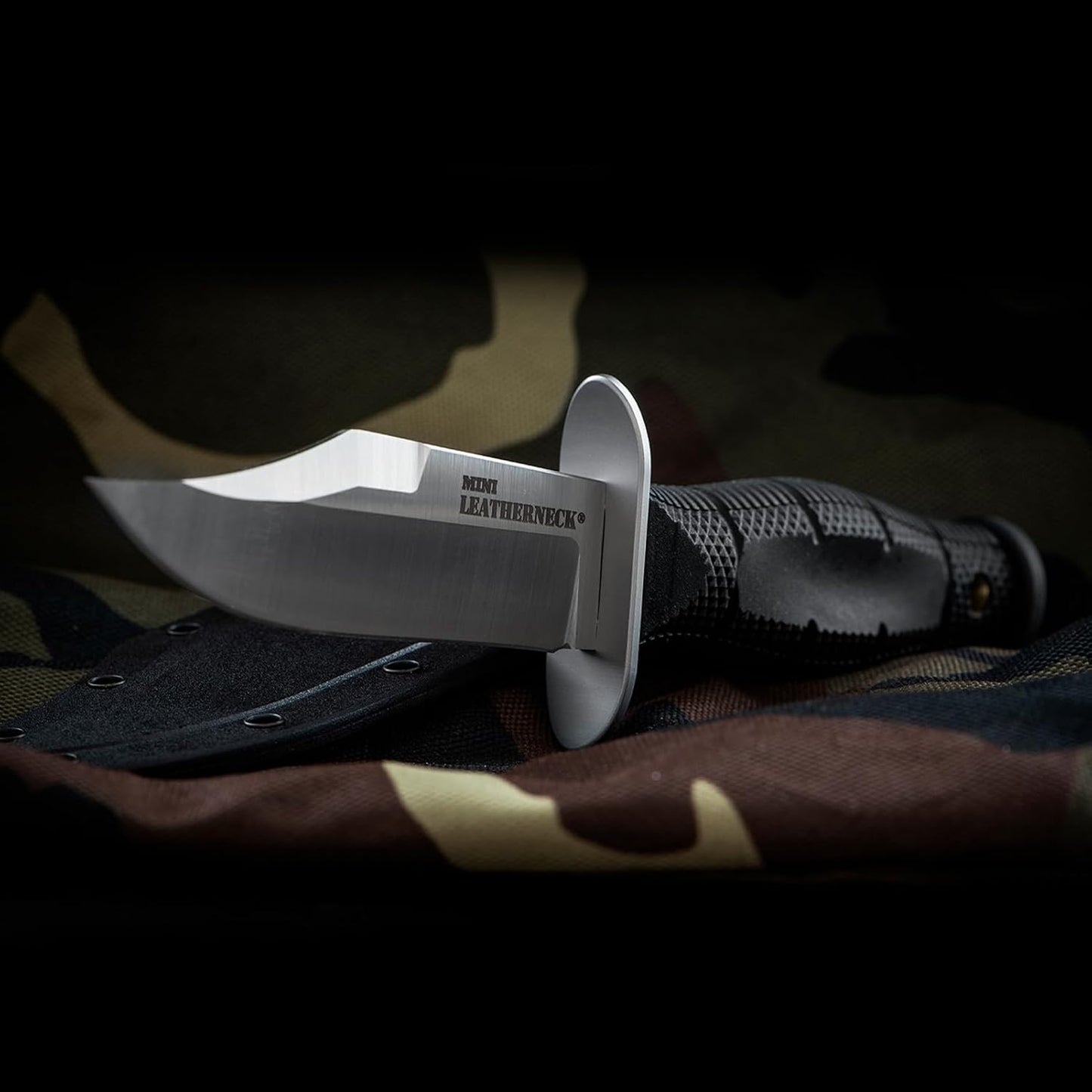 Cold Steel Mini Leatherneck Double Edge Spear Point Compact Lightweight 3.5" 8CR13MOV Steel Fixed Blade Outdoor Hunting Utility Knife, 3.25" Textured Ergonomic Kray-Ex Handle, Secure-Ex Sheath