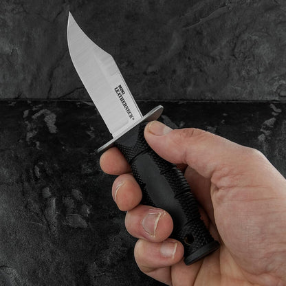 Cold Steel Mini Leatherneck Double Edge Spear Point Compact Lightweight 3.5" 8CR13MOV Steel Fixed Blade Outdoor Hunting Utility Knife, 3.25" Textured Ergonomic Kray-Ex Handle, Secure-Ex Sheath