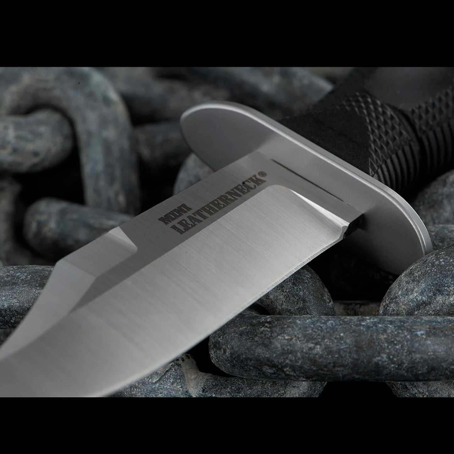 Cold Steel Mini Leatherneck Double Edge Spear Point Compact Lightweight 3.5" 8CR13MOV Steel Fixed Blade Outdoor Hunting Utility Knife, 3.25" Textured Ergonomic Kray-Ex Handle, Secure-Ex Sheath