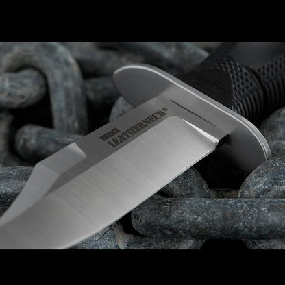 Cold Steel Mini Leatherneck Double Edge Spear Point Compact Lightweight 3.5" 8CR13MOV Steel Fixed Blade Outdoor Hunting Utility Knife, 3.25" Textured Ergonomic Kray-Ex Handle, Secure-Ex Sheath
