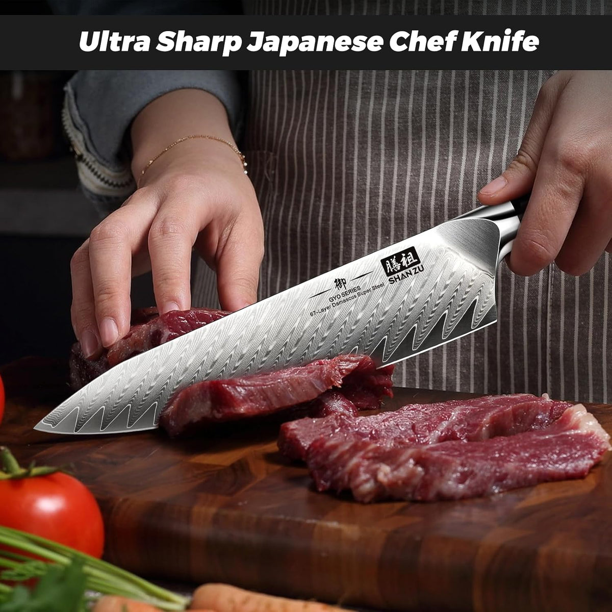 Damascus Chef Knife 8 inch, 67-Layer High Carbon Steel