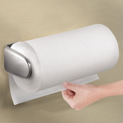 Metal Wall Mounted Paper Towel Holder Dispenser for Walls or Under Cabinet in Kitchen, Pantry, Cupboard, Sink Storage, Holds Jumbo Rolls - Omni Collection - Brushed Stainless Steel