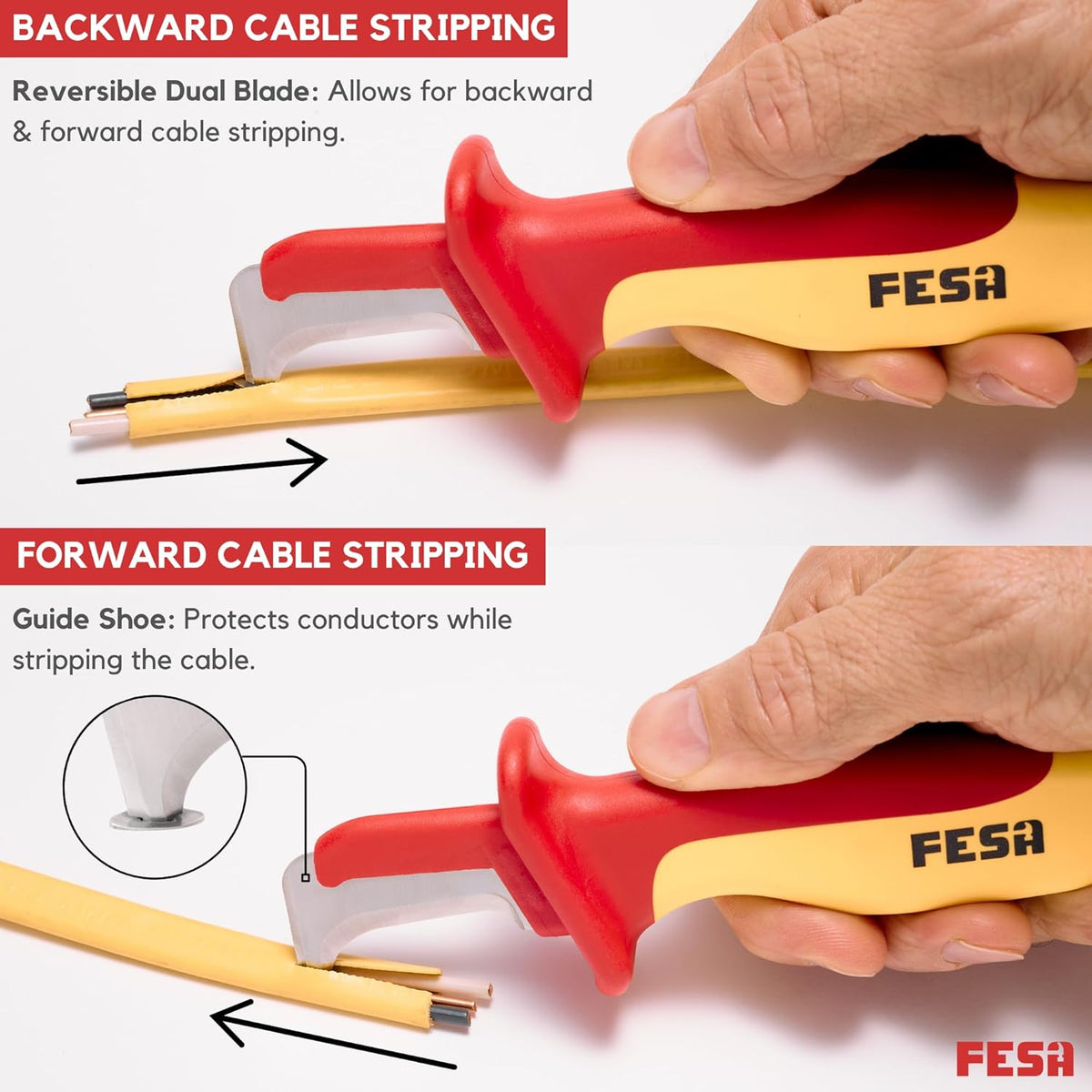 4-Piece Insulated Dismantling Cable Knife Set | for Cable & Wire Dismantling, Stripping & Skinning - With a Compact Zippered Storage Case