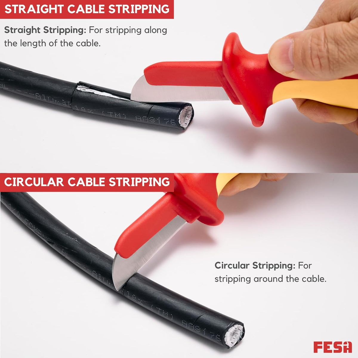 4-Piece Insulated Dismantling Cable Knife Set | for Cable & Wire Dismantling, Stripping & Skinning - With a Compact Zippered Storage Case