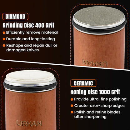 Rolling Knife Sharpener Kit – 5 Magnetic Angles (12, 15, 17, 19 & 22 Degrees) – Diamonds and Ceramic Discs – Durable Knife Sharpening System – Easy to Use at Home – Suitable for Kitchen Knives
