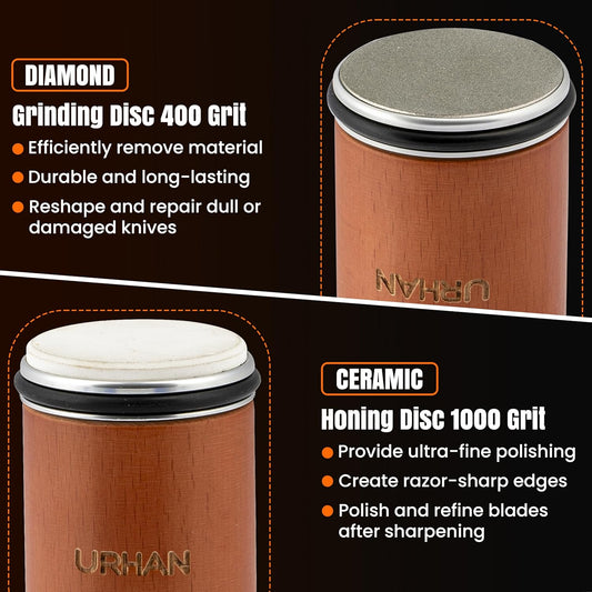 Rolling Knife Sharpener Kit – 5 Magnetic Angles (12, 15, 17, 19 & 22 Degrees) – Diamonds and Ceramic Discs – Durable Knife Sharpening System – Easy to Use at Home – Suitable for Kitchen Knives