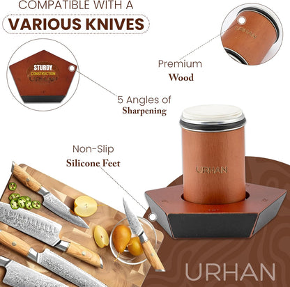 Rolling Knife Sharpener Kit – 5 Magnetic Angles (12, 15, 17, 19 & 22 Degrees) – Diamonds and Ceramic Discs – Durable Knife Sharpening System – Easy to Use at Home – Suitable for Kitchen Knives