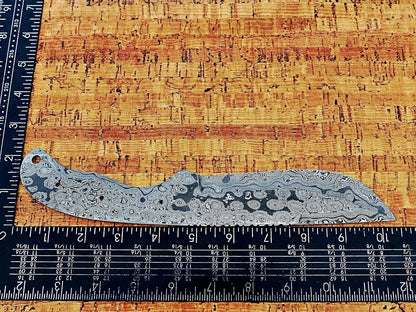 knife making rain drop pattern Damascus steel blank blade, 10.5 inches long hand forged straight back skinning knife, hunting knife, 4.5" scale space with 3 Pin and a lace hole, 5.25 inches cutting edge
