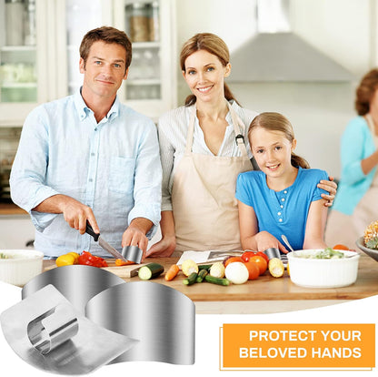 Stainless Steel Finger Guards, 4 Packs of Finger Protectors when Cutting, Slicing, Dicing, Chopping Vegatables, Kitchen Tool Knife Shields Guards Avoid Hurting