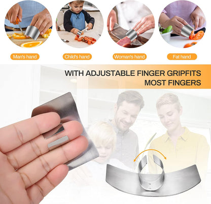 Stainless Steel Finger Guards, 4 Packs of Finger Protectors when Cutting, Slicing, Dicing, Chopping Vegatables, Kitchen Tool Knife Shields Guards Avoid Hurting