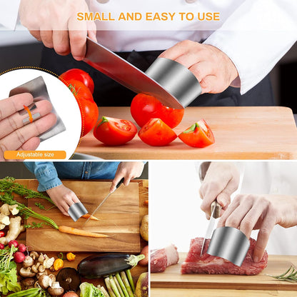 Stainless Steel Finger Guards, 4 Packs of Finger Protectors when Cutting, Slicing, Dicing, Chopping Vegatables, Kitchen Tool Knife Shields Guards Avoid Hurting