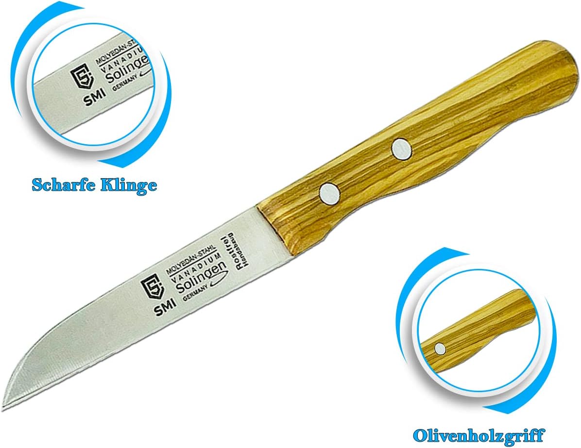 Paring Knife Olive Wood Handle Fruit Knife Solingen Knife - Made in Germany - Not Dishwasher Safe