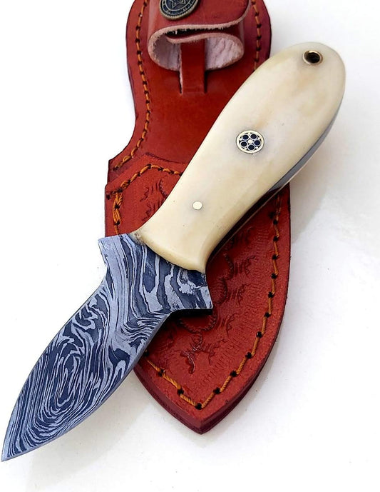 Oyster Knife, Oyster Shucking Knife, 6.5 Inch Oyster Shucker Tool with Sheath, Damascus Steel Blade Handmade Bone Handle 3521