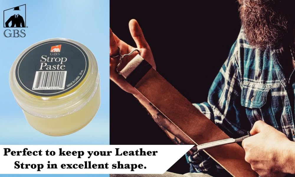 G.B.S Leather Strop 30ml Conditioning Paste Professional Hone and Sharpen Your Shaving Razor, Blade, Knives, Cutlery and Tools- Leather Restoring Balm (Pack of 2)