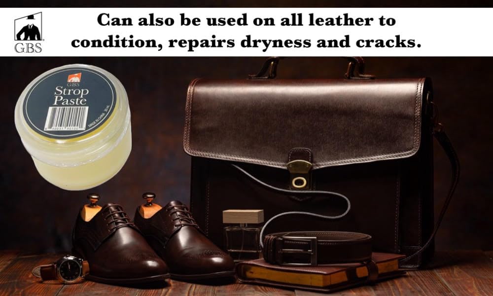 G.B.S Leather Strop 30ml Conditioning Paste Professional Hone and Sharpen Your Shaving Razor, Blade, Knives, Cutlery and Tools- Leather Restoring Balm (Pack of 2)