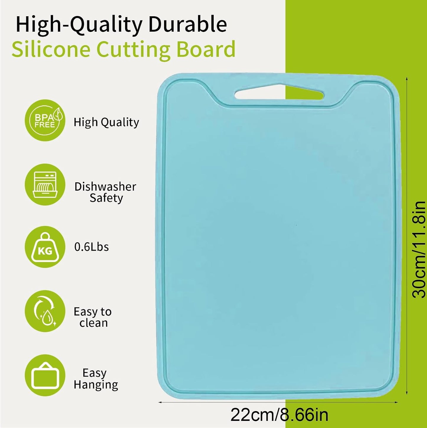 Flexible Plastic Cutting Boards for Kitchen, 11.8''x 8.6'' Silicone Cutting Board, BPA Free Non Slip Kitchen Cutting Mat for Meat, Vegetables and Fruit with Easy Grip Handle, Dishwasher Safe (Yellow)