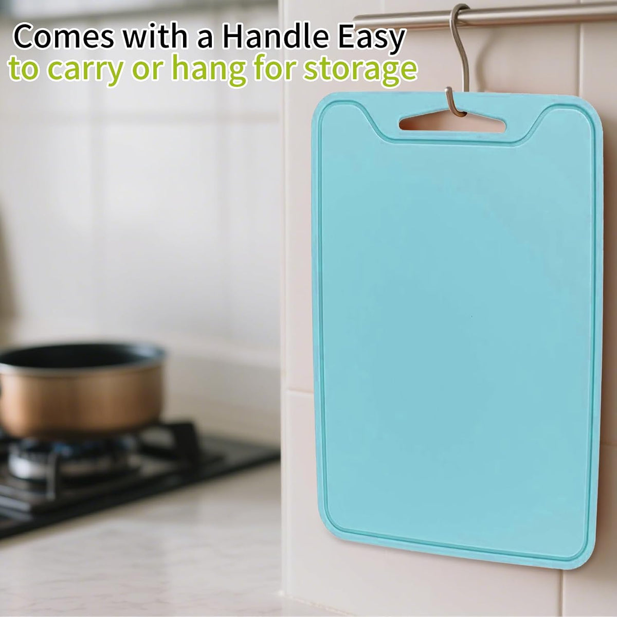 Flexible Plastic Cutting Boards for Kitchen, 11.8''x 8.6'' Silicone Cutting Board, BPA Free Non Slip Kitchen Cutting Mat for Meat, Vegetables and Fruit with Easy Grip Handle, Dishwasher Safe (Yellow)