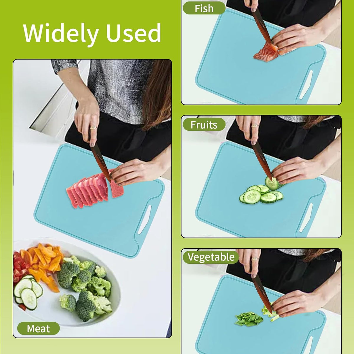 Flexible Plastic Cutting Boards for Kitchen, 11.8''x 8.6'' Silicone Cutting Board, BPA Free Non Slip Kitchen Cutting Mat for Meat, Vegetables and Fruit with Easy Grip Handle, Dishwasher Safe (Yellow)