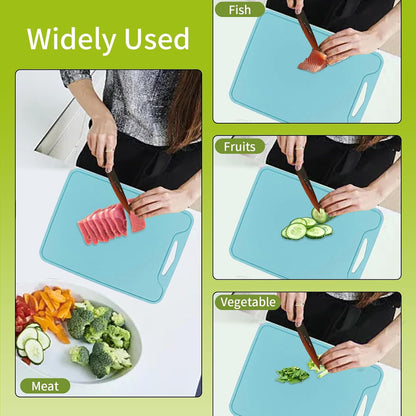 Flexible Plastic Cutting Boards for Kitchen, 11.8''x 8.6'' Silicone Cutting Board, BPA Free Non Slip Kitchen Cutting Mat for Meat, Vegetables and Fruit with Easy Grip Handle, Dishwasher Safe (Yellow)