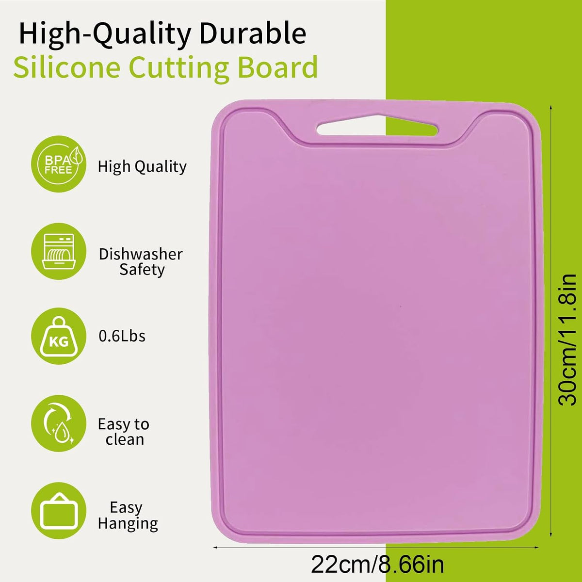 Flexible Plastic Cutting Boards for Kitchen, 11.8''x 8.6'' Silicone Cutting Board, BPA Free Non Slip Kitchen Cutting Mat for Meat, Vegetables and Fruit with Easy Grip Handle, Dishwasher Safe (Yellow)
