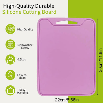 Flexible Plastic Cutting Boards for Kitchen, 11.8''x 8.6'' Silicone Cutting Board, BPA Free Non Slip Kitchen Cutting Mat for Meat, Vegetables and Fruit with Easy Grip Handle, Dishwasher Safe (Yellow)