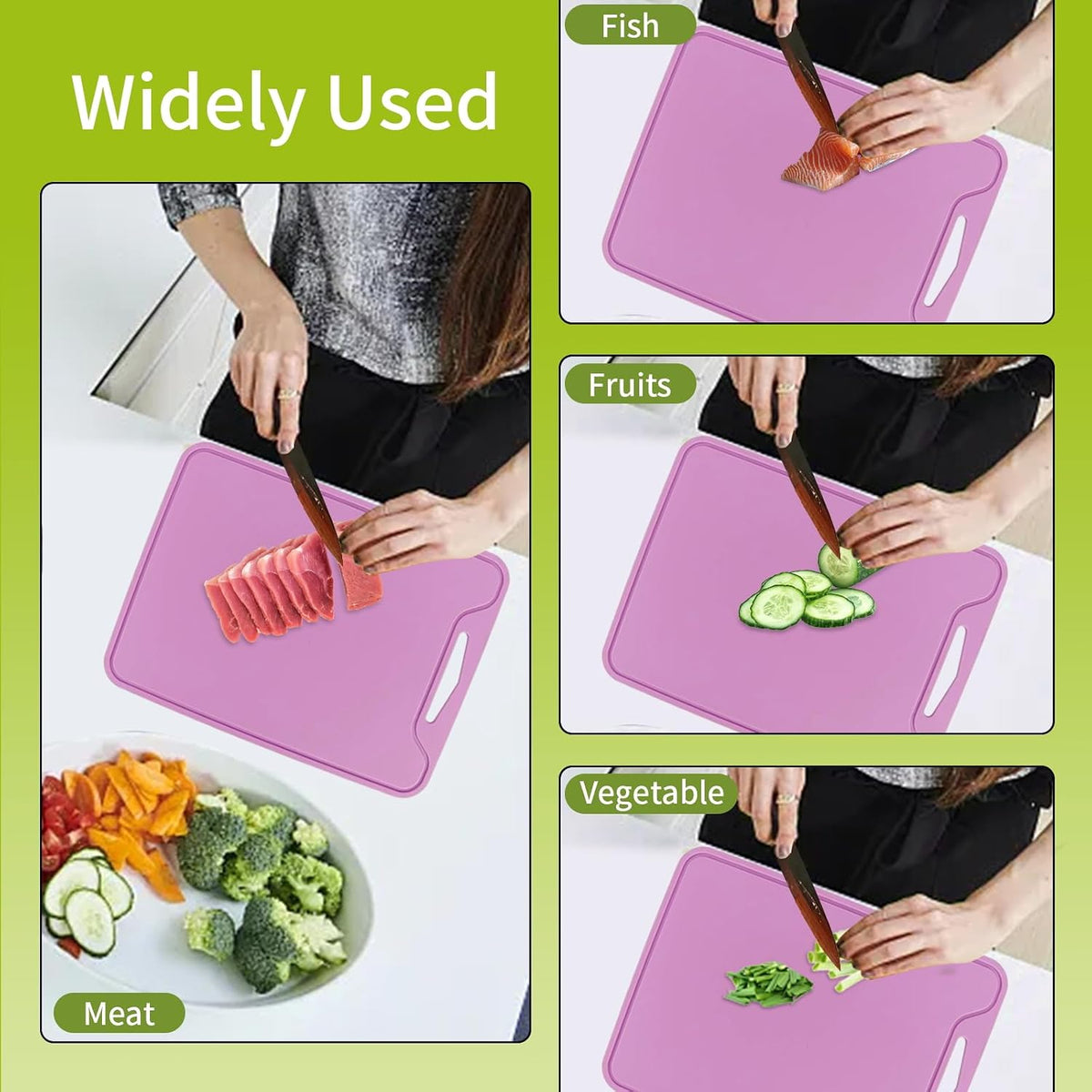 Flexible Plastic Cutting Boards for Kitchen, 11.8''x 8.6'' Silicone Cutting Board, BPA Free Non Slip Kitchen Cutting Mat for Meat, Vegetables and Fruit with Easy Grip Handle, Dishwasher Safe (Yellow)
