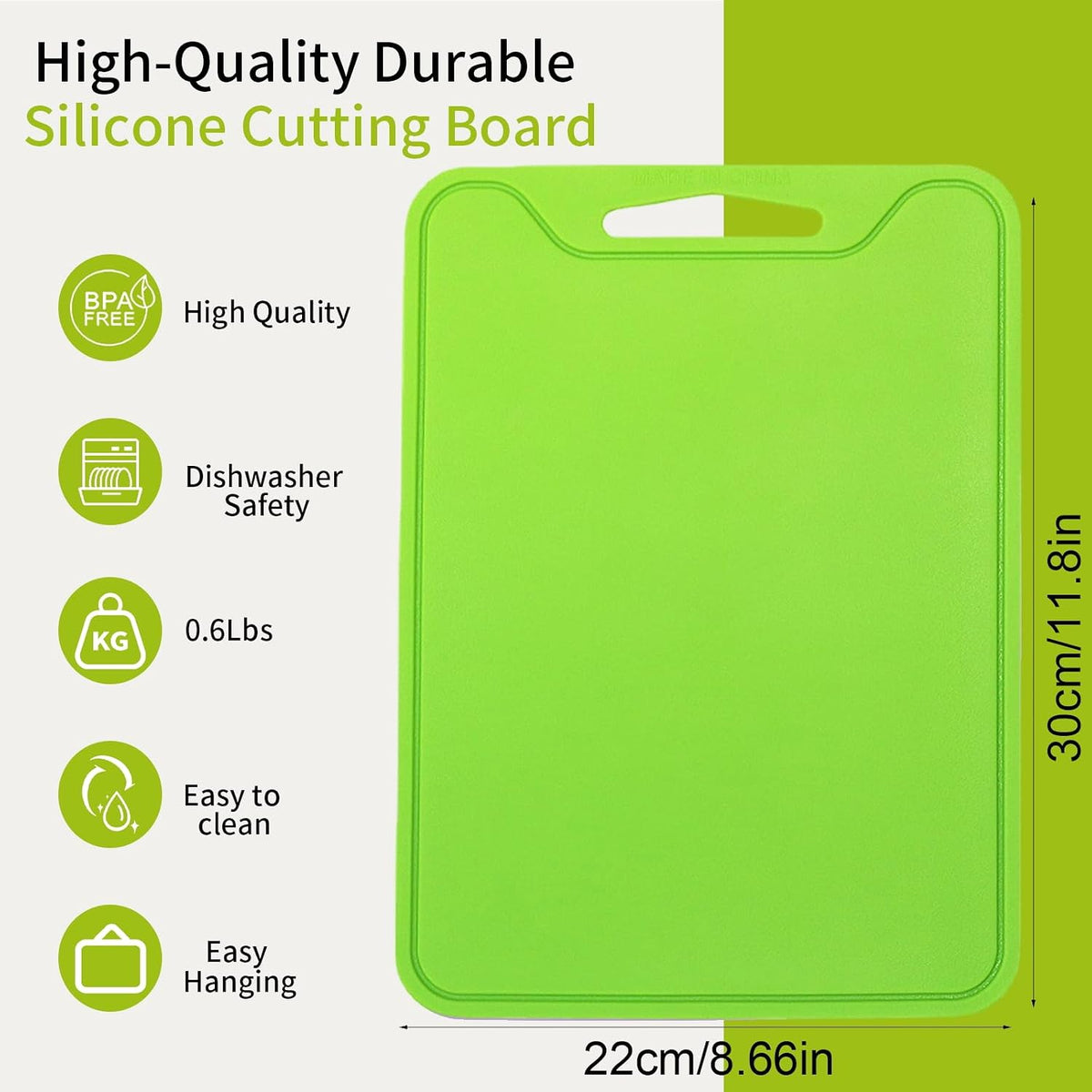 Flexible Plastic Cutting Boards for Kitchen, 11.8''x 8.6'' Silicone Cutting Board, BPA Free Non Slip Kitchen Cutting Mat for Meat, Vegetables and Fruit with Easy Grip Handle, Dishwasher Safe (Yellow)