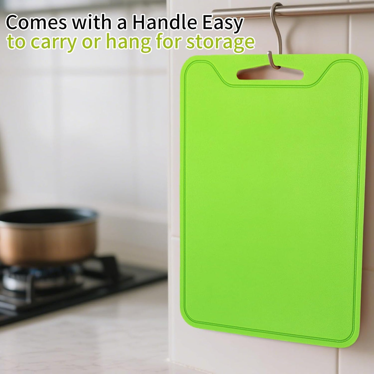 Flexible Plastic Cutting Boards for Kitchen, 11.8''x 8.6'' Silicone Cutting Board, BPA Free Non Slip Kitchen Cutting Mat for Meat, Vegetables and Fruit with Easy Grip Handle, Dishwasher Safe (Yellow)