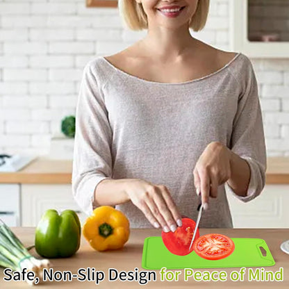 Flexible Plastic Cutting Boards for Kitchen, 11.8''x 8.6'' Silicone Cutting Board, BPA Free Non Slip Kitchen Cutting Mat for Meat, Vegetables and Fruit with Easy Grip Handle, Dishwasher Safe (Yellow)