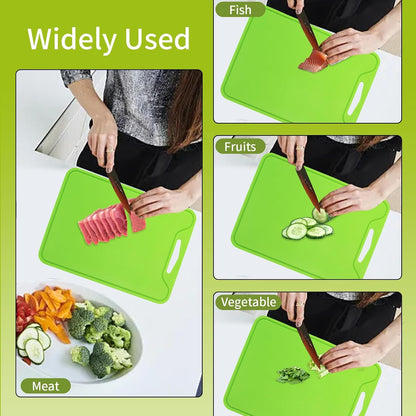 Flexible Plastic Cutting Boards for Kitchen, 11.8''x 8.6'' Silicone Cutting Board, BPA Free Non Slip Kitchen Cutting Mat for Meat, Vegetables and Fruit with Easy Grip Handle, Dishwasher Safe (Yellow)