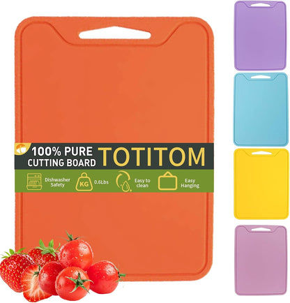 Flexible Plastic Cutting Boards for Kitchen, 11.8''x 8.6'' Silicone Cutting Board, BPA Free Non Slip Kitchen Cutting Mat for Meat, Vegetables and Fruit with Easy Grip Handle, Dishwasher Safe (Yellow)