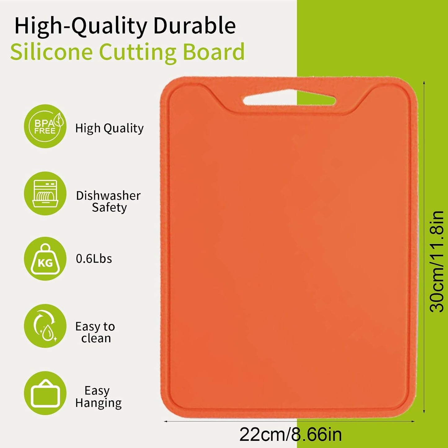 Flexible Plastic Cutting Boards for Kitchen, 11.8''x 8.6'' Silicone Cutting Board, BPA Free Non Slip Kitchen Cutting Mat for Meat, Vegetables and Fruit with Easy Grip Handle, Dishwasher Safe (Yellow)