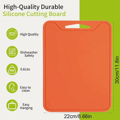 Flexible Plastic Cutting Boards for Kitchen, 11.8''x 8.6'' Silicone Cutting Board, BPA Free Non Slip Kitchen Cutting Mat for Meat, Vegetables and Fruit with Easy Grip Handle, Dishwasher Safe (Yellow)