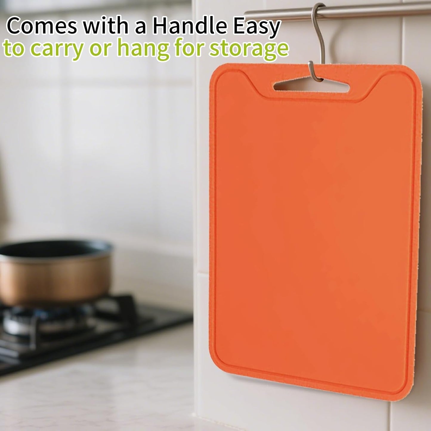 Flexible Plastic Cutting Boards for Kitchen, 11.8''x 8.6'' Silicone Cutting Board, BPA Free Non Slip Kitchen Cutting Mat for Meat, Vegetables and Fruit with Easy Grip Handle, Dishwasher Safe (Yellow)