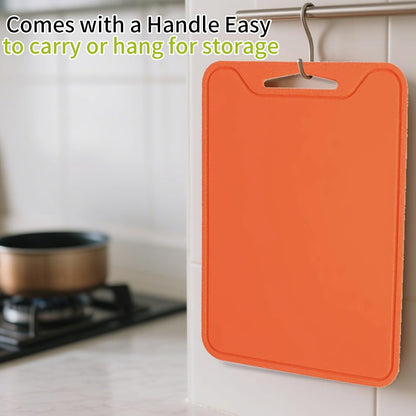 Flexible Plastic Cutting Boards for Kitchen, 11.8''x 8.6'' Silicone Cutting Board, BPA Free Non Slip Kitchen Cutting Mat for Meat, Vegetables and Fruit with Easy Grip Handle, Dishwasher Safe (Yellow)