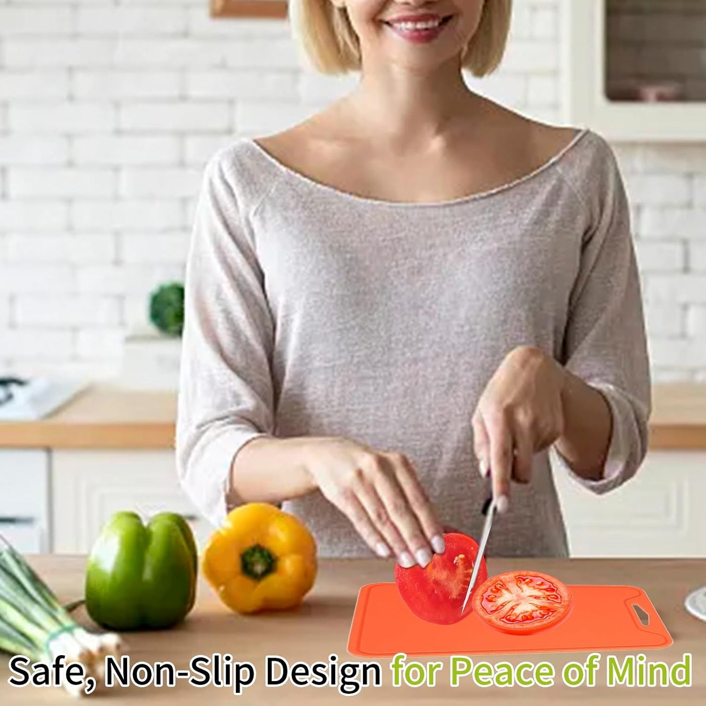 Flexible Plastic Cutting Boards for Kitchen, 11.8''x 8.6'' Silicone Cutting Board, BPA Free Non Slip Kitchen Cutting Mat for Meat, Vegetables and Fruit with Easy Grip Handle, Dishwasher Safe (Yellow)