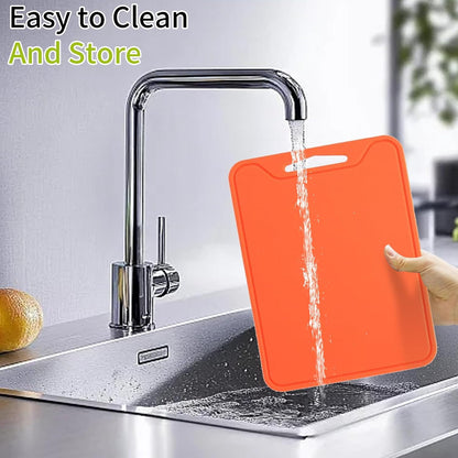Flexible Plastic Cutting Boards for Kitchen, 11.8''x 8.6'' Silicone Cutting Board, BPA Free Non Slip Kitchen Cutting Mat for Meat, Vegetables and Fruit with Easy Grip Handle, Dishwasher Safe (Yellow)