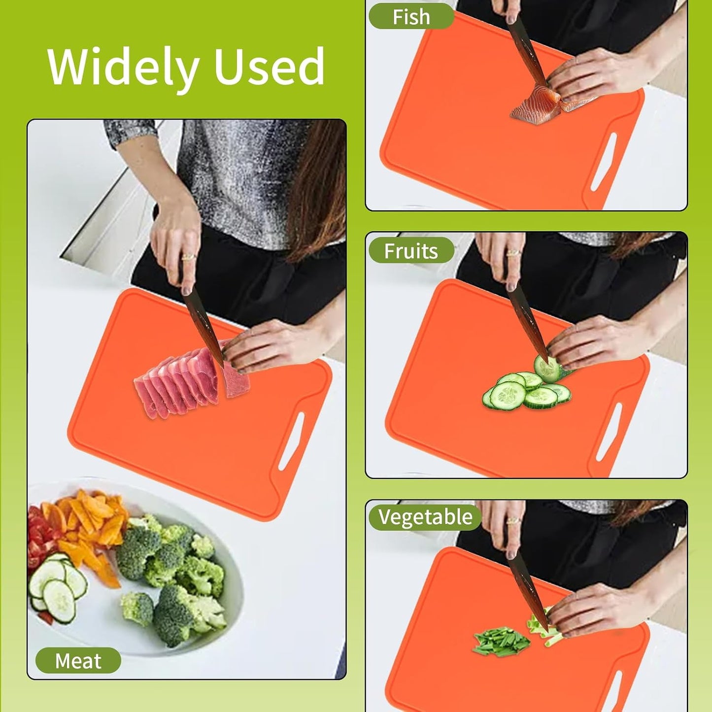 Flexible Plastic Cutting Boards for Kitchen, 11.8''x 8.6'' Silicone Cutting Board, BPA Free Non Slip Kitchen Cutting Mat for Meat, Vegetables and Fruit with Easy Grip Handle, Dishwasher Safe (Yellow)