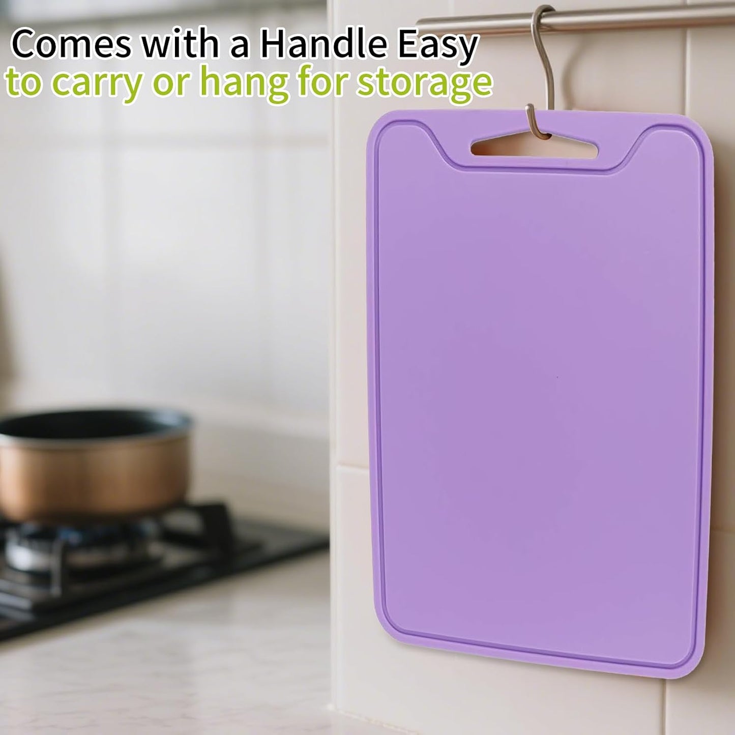 Flexible Plastic Cutting Boards for Kitchen, 11.8''x 8.6'' Silicone Cutting Board, BPA Free Non Slip Kitchen Cutting Mat for Meat, Vegetables and Fruit with Easy Grip Handle, Dishwasher Safe (Yellow)
