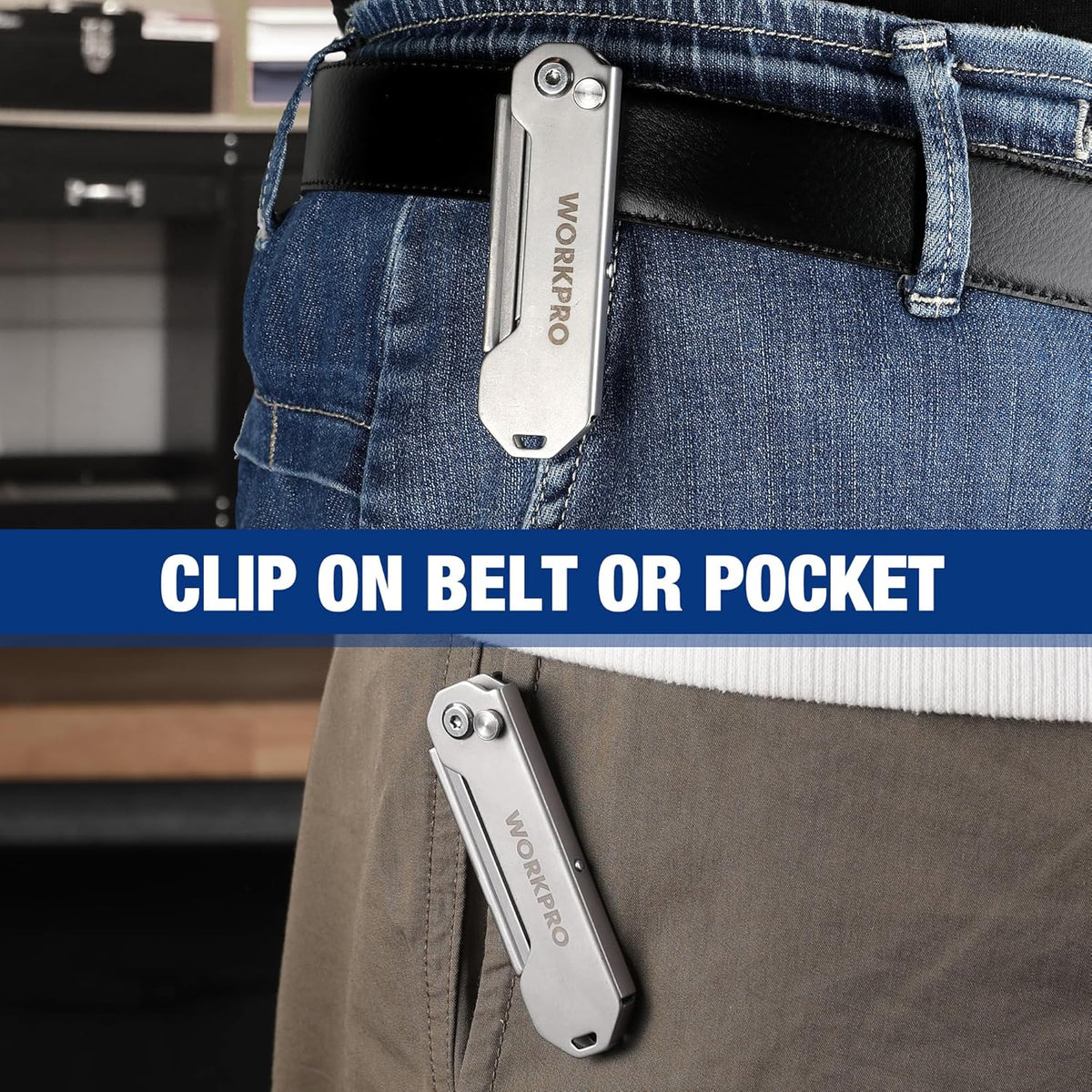 2PCS EDC Folding Utility Knife, Mini Box Cutter with Quick Open Axis Lock, Quick Change Blade Razor Knife, Foldable Small Pocket Knife with Belt Clip, 2 Packs with 10 Extra Blades