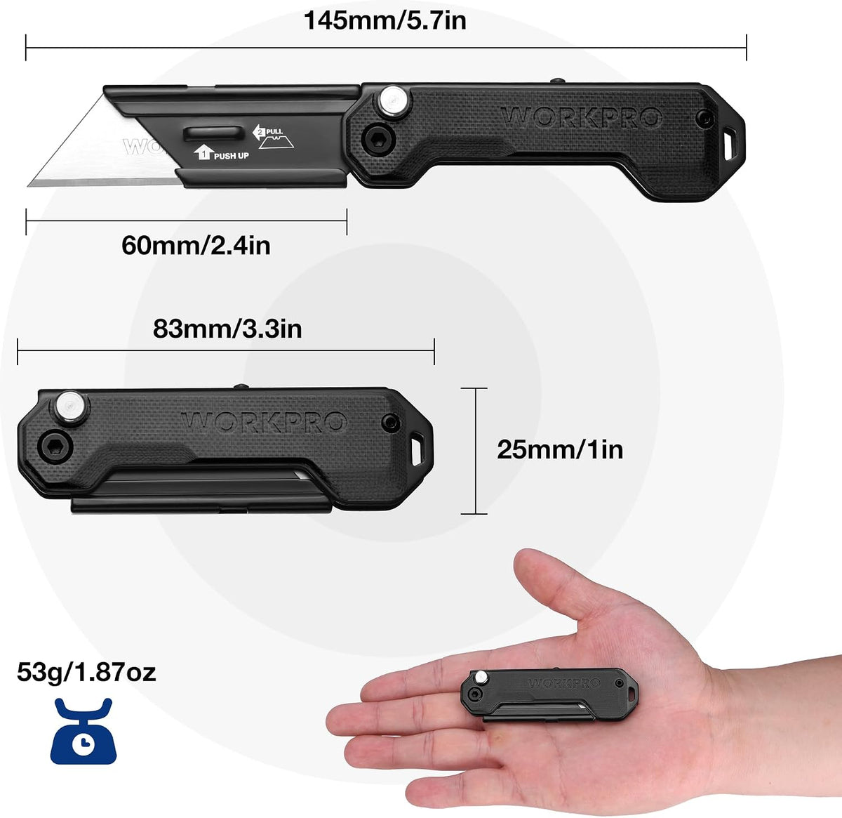 2PCS EDC Folding Utility Knife, Mini Box Cutter with Quick Open Axis Lock, Quick Change Blade Razor Knife, Foldable Small Pocket Knife with Belt Clip, 2 Packs with 10 Extra Blades