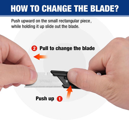 2PCS EDC Folding Utility Knife, Mini Box Cutter with Quick Open Axis Lock, Quick Change Blade Razor Knife, Foldable Small Pocket Knife with Belt Clip, 2 Packs with 10 Extra Blades