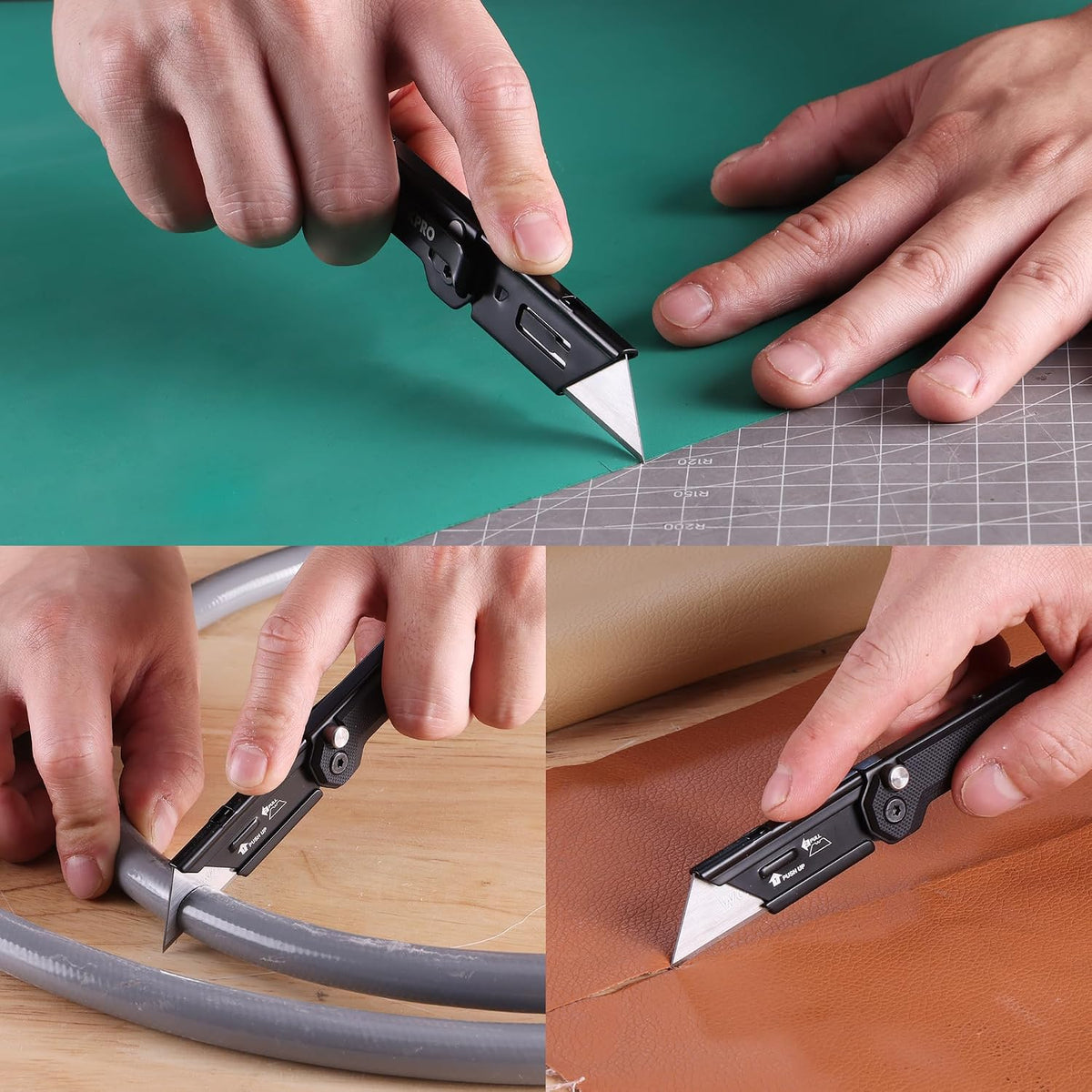 2PCS EDC Folding Utility Knife, Mini Box Cutter with Quick Open Axis Lock, Quick Change Blade Razor Knife, Foldable Small Pocket Knife with Belt Clip, 2 Packs with 10 Extra Blades