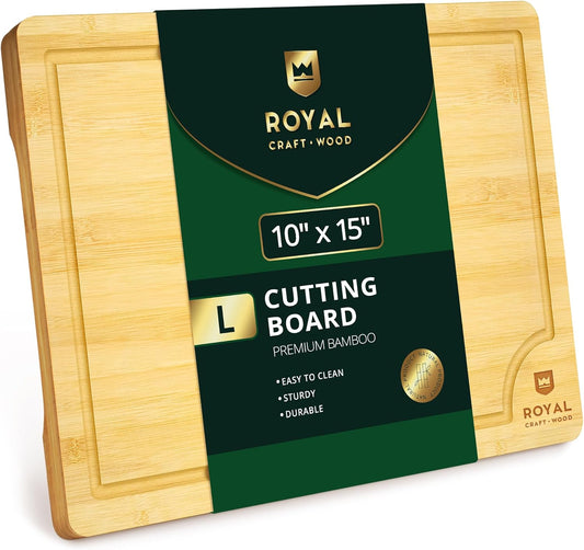 Bamboo Cutting Board with Juice Groove - Kitchen Chopping Board for Meat Cheese and Vegetables, Heavy Duty Serving Tray