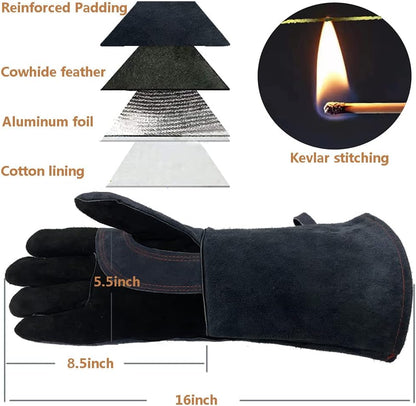 Welding Gloves Large 16 Inches 932℉ Heat Resistant Leather Forge/Mig/Stick Fire Resistant Gloves