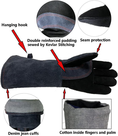 Welding Gloves Large 16 Inches 932℉ Heat Resistant Leather Forge/Mig/Stick Fire Resistant Gloves