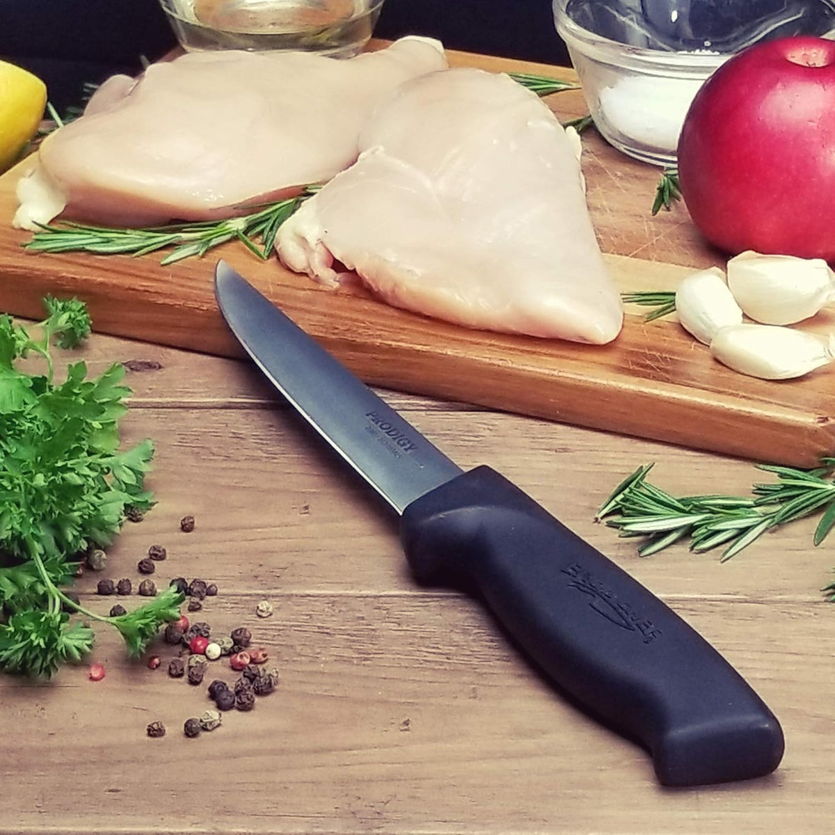 Prodigy Series 6-Inch Wide Boning Knife - High Carbon Stainless Steel Semi-Stiff Blade with Ergonomic Non-Slip Handle for Precise Meat Deboning